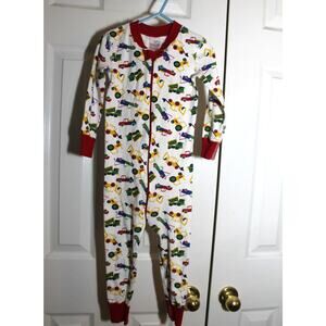 Hanna Andersson Trucks Print Zip Up One Piece Organic Cotton Pajamas sz 3